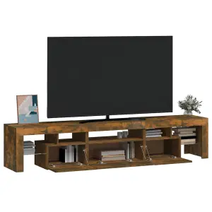 Berkfield TV Cabinet with LED Lights Smoked Oak 200x36.5x40 cm