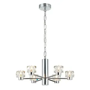 Luminosa Contemporary Multi Arm Pendant Ceiling 6 Light Chrome, Glass