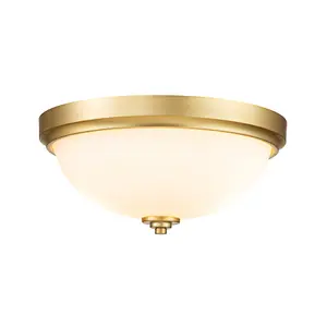 Elstead Feiss Malibu Bowl Semi Flush Ceiling Light Brushed Brass, IP44