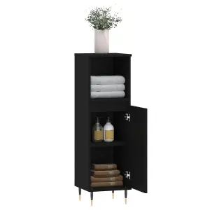 Berkfield Bathroom Cabinet Black 30x30x100 cm Engineered Wood