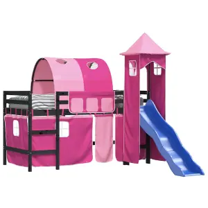 Berkfield Kids' Loft Bed with Tower without Mattress Pink 80x200 cm