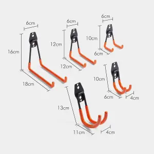 Vonhaus Tool Hooks for Shed - Wall Mounted Garage Hooks for Hanging DIY Tools - Heavy Duty Tool Hooks (10 Hooks in 5 Sizes)