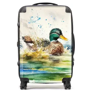 Splashing Mallard Watercolour Suitcase - Medium