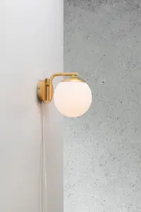 Nordlux Grant Indoor Bedroom Living Dining Office Wall Light in Brass (Diam) 14.5cm