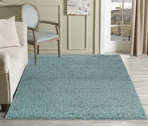 Modern Extra Large Small Soft 5cm Shaggy Non Slip Bedroom Living Room Carpet Runner Area Rug - Duck Egg 120 x 170 cm