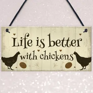 Red Ocean Life Is Better Funny Chicken Sign For Hen House Chicken House Garden Sign