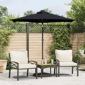 Berkfield Garden Parasol with Steel Pole Black 225x225x212 cm