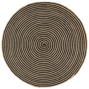 Berkfield Handmade Rug Jute with Spiral Design Black 150 cm