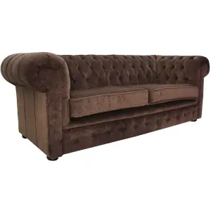 Chesterfield Handmade 3 Seater Sofa Settee Pimlico Chocolate Brown Fabric In Classic Style