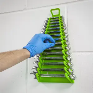 Sealey Reverse Spanner Rack Capacity 15 Spanners Hi-Vis Green WR09HV