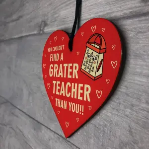 Red Ocean Thank You Teacher Gifts Wooden Hanging Heart - Teacher Gifts Leaving Gifts for Colleagues - Gifts for Teachers