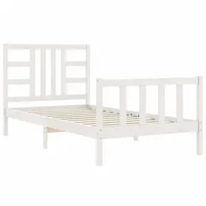 Berkfield Bed Frame with Headboard White 90x200 cm Solid Wood