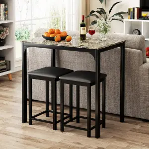 Costway 3-Piece Dining Table Set Modern Bar Table w/ 2 Upholstered Bar Stools