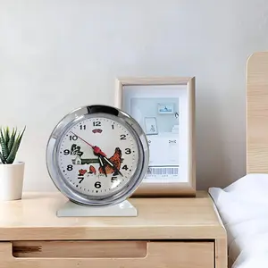 Quartz Movement / Crystal Alarm Tabletop Clock Silver