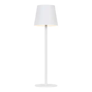 GoodHome Quelea Matt White Rechargeable Integrated LED Table lamp