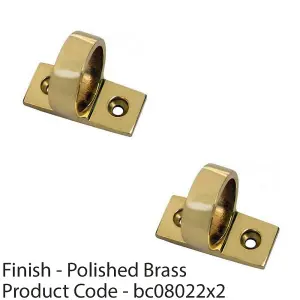 2 PACK - Horizontal Fixed Ring Sash Window Lift Handle 44 x 12mm 22mm Dia Polished Brass