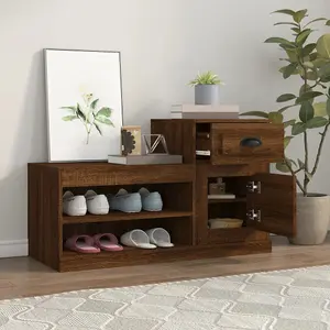 Berkfield Shoe Cabinet Brown Oak 100x42x60 cm Engineered Wood