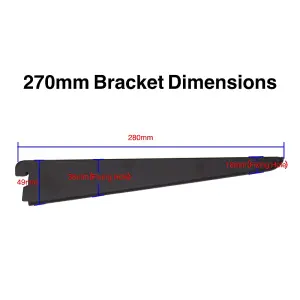 EAI Twin Slot Brackets 270mm Black Pack of 2 - Genuine 32mm Twin Slot Ajustable Wall Shelving