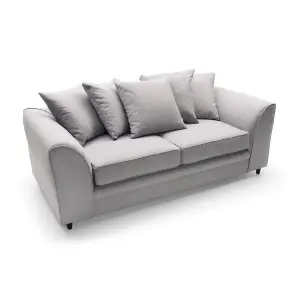 Darcy 3 Seater Sofa in Light Grey Linen Fabric