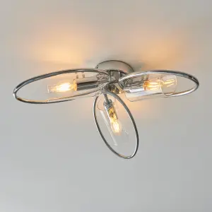 Anson Lighting Arnok 3lt Ceiling Light in  Chrome plate & clear glass