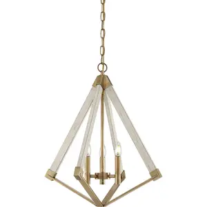 3 Bulb Chandelier Hanging Pendant Ceiling Light Weathered Brass LED E14 60W Bulb