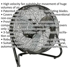 18" Industrial High Velocity Floor Fan - Internal Oscillation - Tilting Stand