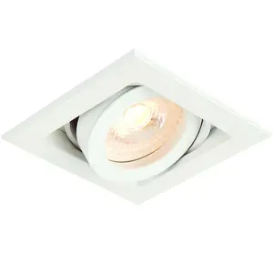 Single Square Adjustable Head Ceiling Spotlight White GU10 50W Box Downlight