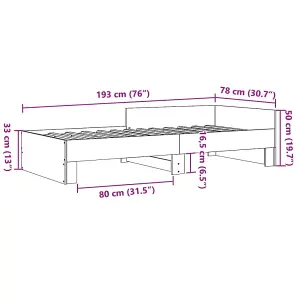 Berkfield Bed Frame without Mattress White 75x190 cm Small Single Engineered Wood