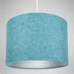 Contemporary and Sleek 10 Inch Teal Linen Fabric Drum Lamp Shade 60w Maximum