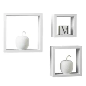 Natalia 3 Piece Square Floating Shelf White