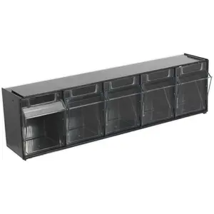 Versatile Black 5 Drawer Stackable Cabinet for Home and Office Storage