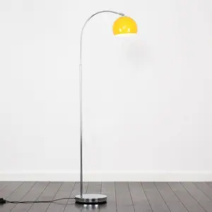 Derosier 152cm Arched Floor Lamp Chrome / Yellow