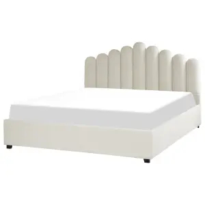 Velvet EU Super King Size Ottoman Bed Off White VINCENNES