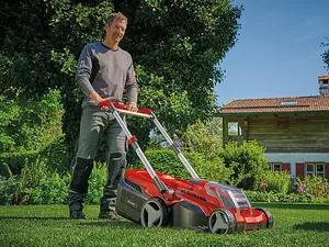 Einhell 38cm Cordless Lawnmower 36V Rotary With 2x 4.0Ah Batteries And Charger Power X-Change 45L Grass Box - RASARRO 36/38