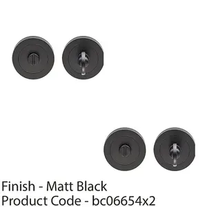 2 PACK - Thumbturn Lock and Release Handle 50mm Diameter Round Rose Matt Black