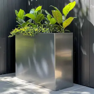 80cm Long Zinc Silver 60cm Tall Trough Planter