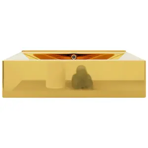 vidaXL Wash Basin with Overflow 60x46x16 cm Ceramic Gold