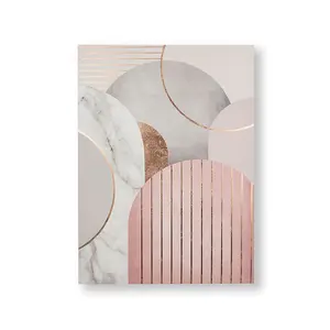 Pink & Grey Art Deco Geometric Printed Canvas Wall Art