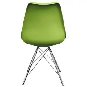 Soho Green Plastic Dining Chair with Chrome Metal Legs