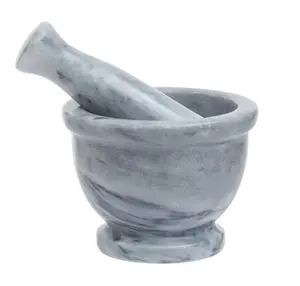 Maison by Premier Salerno Grey Marble Mortar And Pestle With Rim