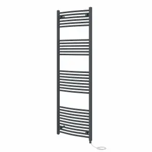 Rinse Bathrooms Electric Heated Towel Rail Curved Anthracite Bathroom Towel Radiator 1800x600mm - 800W