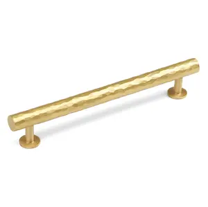 Satin Brass Hammered T Bar Cabinet Handle 160mm