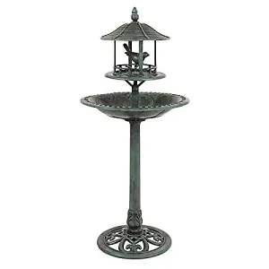 FREE STANDING COPPER BIRD BATH & FEEDER - RESIN ORNAMENTAL TABLE - ROT PROOF. NO TOOLS ASSEMBLY