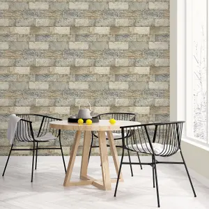 Galerie Organic Textures Grey Ochre Organic Stone Textured Wallpaper