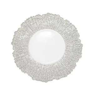 Neel Blue Charger Plates for Table Decoration - Silver Crackled