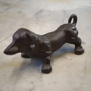 Cast Iron Dachshund Puppy Dog Metal Statue Home Garden Ornament Sculpture