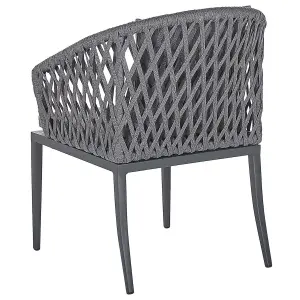 Set of 2 Garden Chairs with Cushions LIPARI Metal Grey