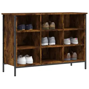 Berkfield Shoe Cabinet Smoked Oak 100x35x70 cm Engineered Wood