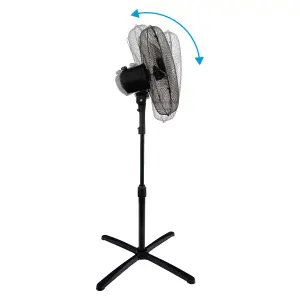 Igenix DF1655BL Pedestal Fan, 16 Inch, 40 W, Oscillating, 3 Speeds, Black