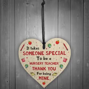 Handmade Nursery Teacher Thank You Leaving Gift For School Nursery Wood Heart Gift Plaque